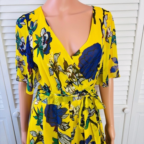 DIANE VON FURSTENBERG Katina Dress in Hillier Chrome Yellow Size 10 - Picture 2 of 7